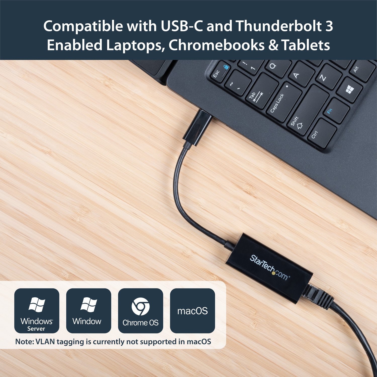 StarTech.com USB C to Gigabit Ethernet Adapter - Thunderbolt 3 - 10/100/1000Mbps - Black