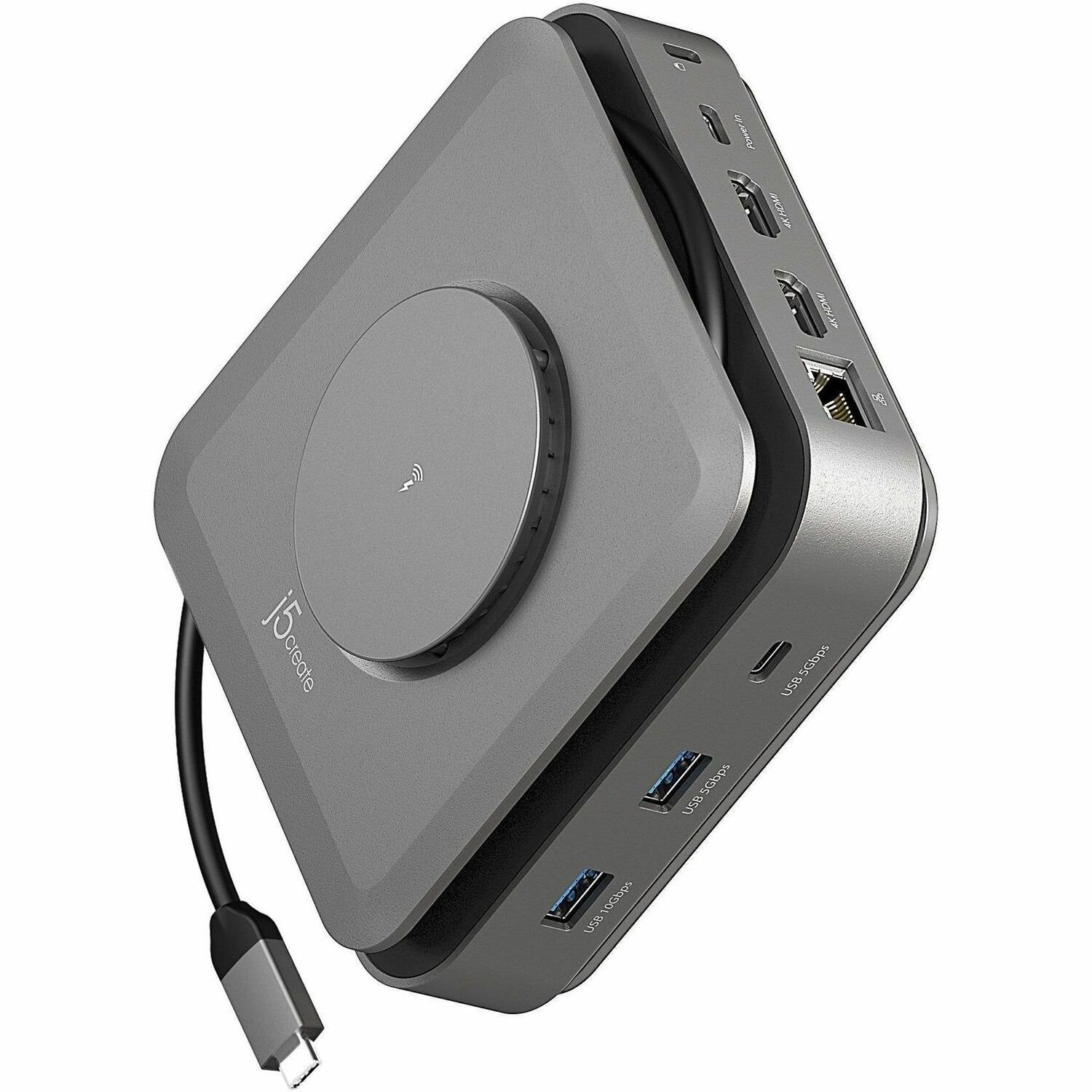 j5create JCD3199-N USB Type C Dockingstation voor Monitor, Smartphone, TV, Notebook, AirPods - Oplaadmogelijkheid - Geheugenkaartlezer - SD, microSD - 60 W - Grijs