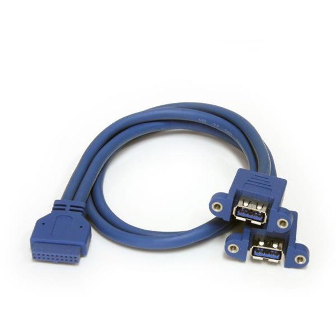 StarTech.com 2 Port Panel Mount USB 3.0 (5Gbps) Cable - USB A to Motherboard Header Cable F/F