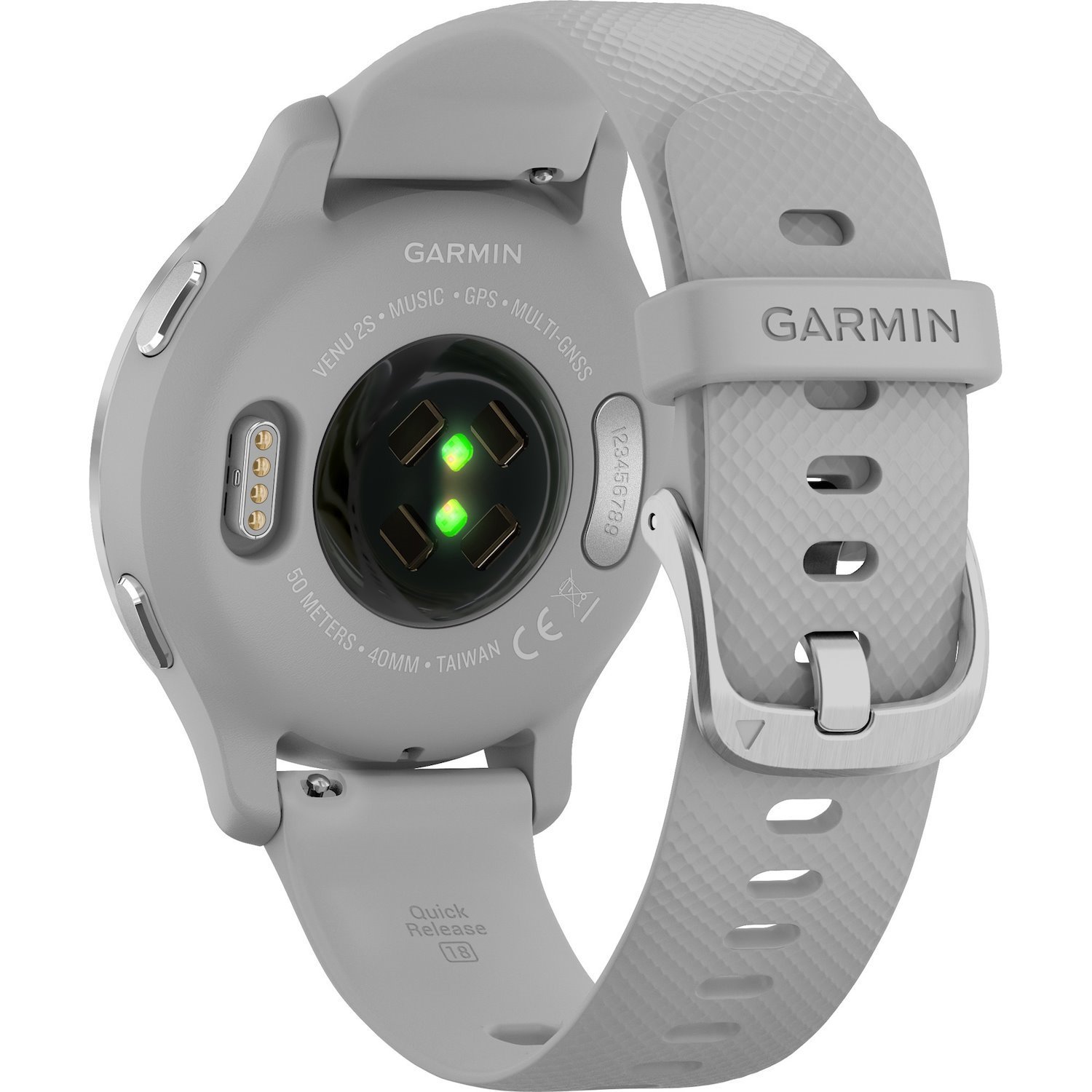 Garmin Venu 2S Smart Watch - 40.40 mm Case Height - 40.40 mm Case Width - Silver Body Color - Mist Grey Case Color - Stainless Steel Body Material - Fiber Reinforced Polymer Case Material - Silicone Band Material - Wireless LAN