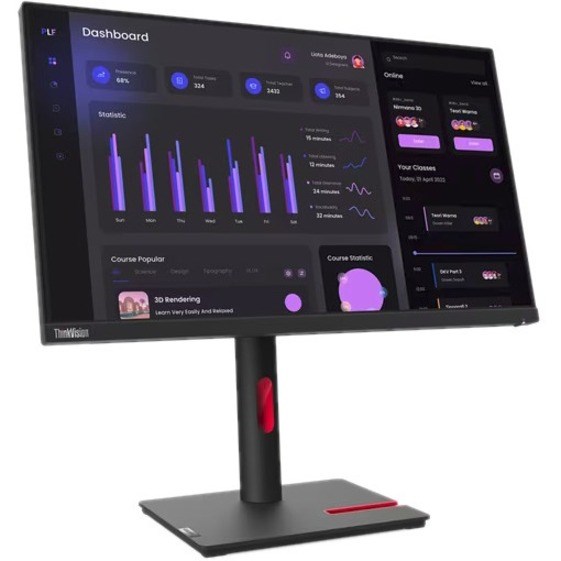 Lenovo ThinkVision T24i-30 24" Class Full HD LED Monitor - 16:9 - Raven Black