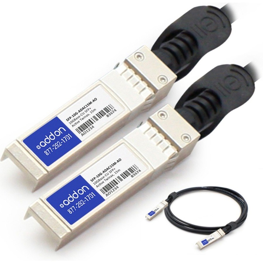 AddOn MSA and TAA Compliant 10GBase-CU SFP+ to SFP+ Direct Attach Cable (Active Twinax, 15m)