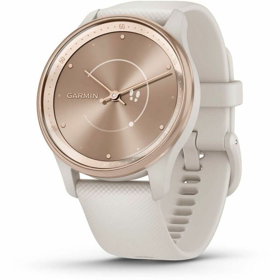 Garmin v&iacute;vomove Trend Smart Watch - 40 mm Case Height - 40 mm Case Width - Peach Gold, Ivory Case Color - Ivory Band Color - Stainless Steel Body Material - Fiber Reinforced Polymer Case Material - Silicone Band Material