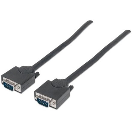 VGA Monitor Cable, 1.8m, Black, Male to Male, HD15, Cable of higher SVGA Specification (fully compatible), Fully Shielded, Lifetime Warranty, Polybag