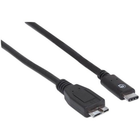 Manhattan SuperSpeed+ USB 3.1 Gen2 Type-C Male to Micro-B SuperSpeed Male Device Cable, 10 Gbps, 3 ft, Black