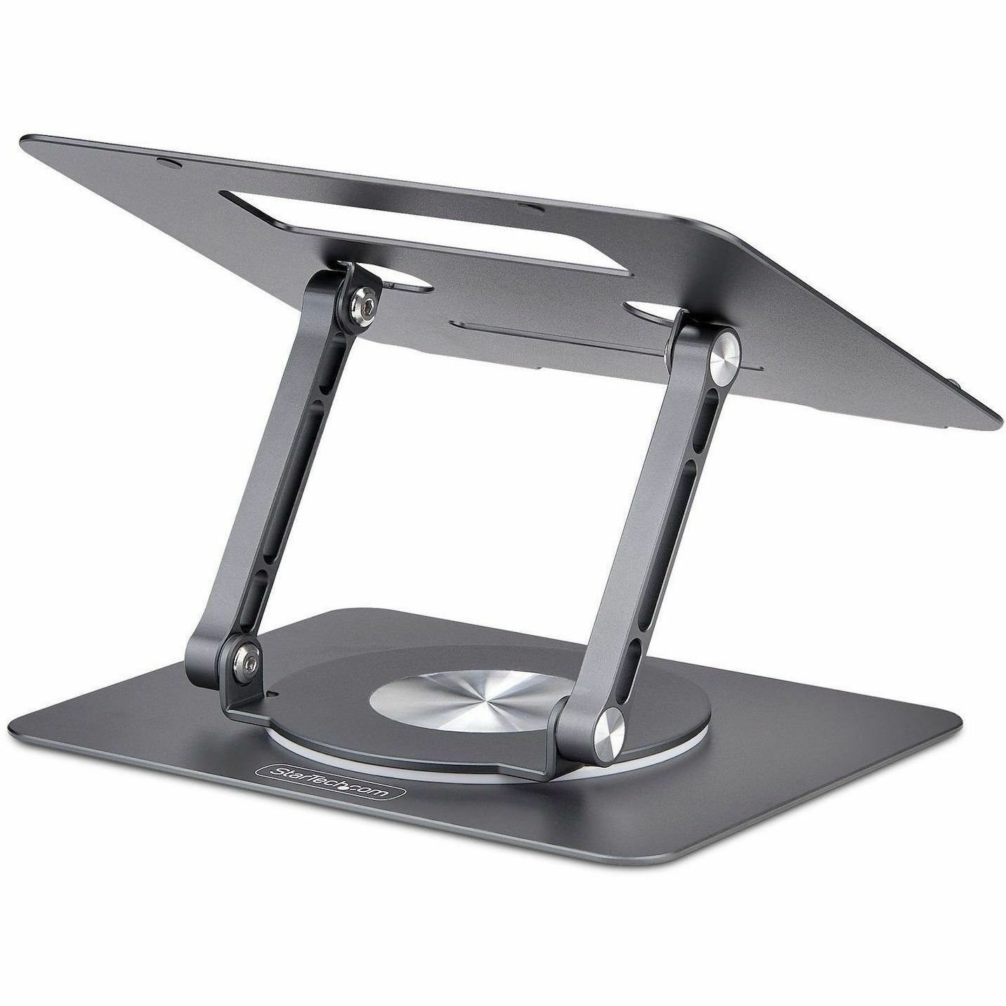 StarTech.com Rotating Laptop Stand, 360 Swivel, Ergonomic Desk Riser for Computer, Adjustable Height/Tilt, Max 11lb, Aluminum, Portable