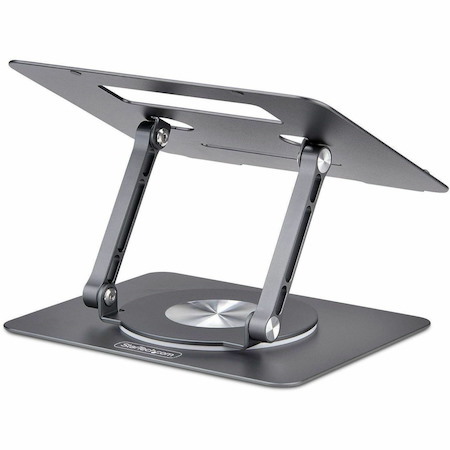 StarTech.com Rotating Laptop Stand, 360 Swivel, Ergonomic Desk Riser for Computer, Adjustable Height/Tilt, Max 11lb, Aluminum, Portable