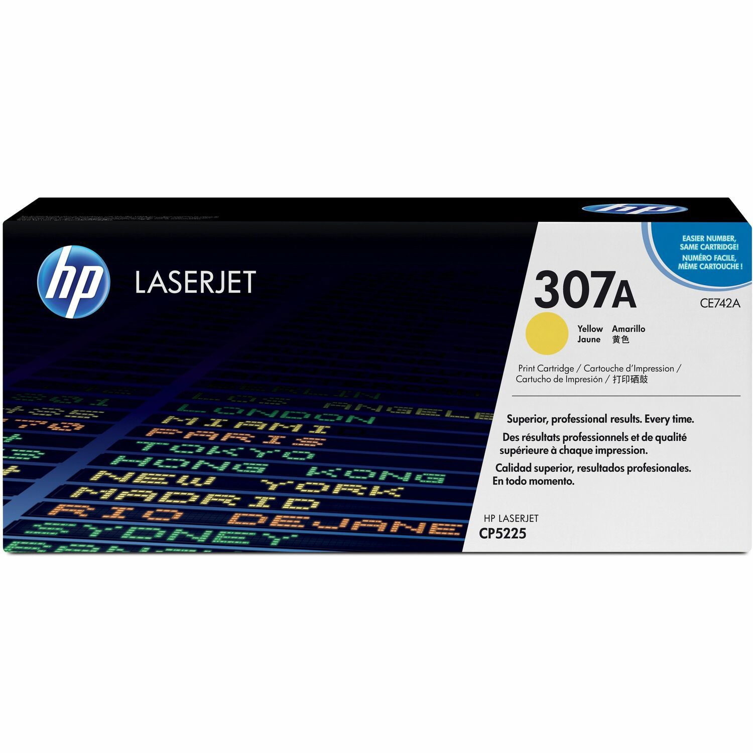 HP 307A (CE742A) Origineel Laser Tonercartridge - Enkelstuksverpakking - Geel - 1 Stuk