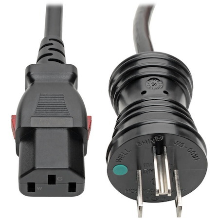 Eaton Tripp Lite Series Hospital-Grade Power Cord, NEMA 5-15P to Locking IEC C13 - Green Dot, 15A, 125V, 14 AWG, 25 ft. (7.62 m), Black