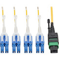 Eaton Tripp Lite Series MTP/MPO (APC) to 4xLC (UPC) Singlemode Breakout Patch Cable, 40/100 GbE, QSFP+ 40GBASE-PLR4, Plenum, Yellow, 2 m (6.6 ft.)