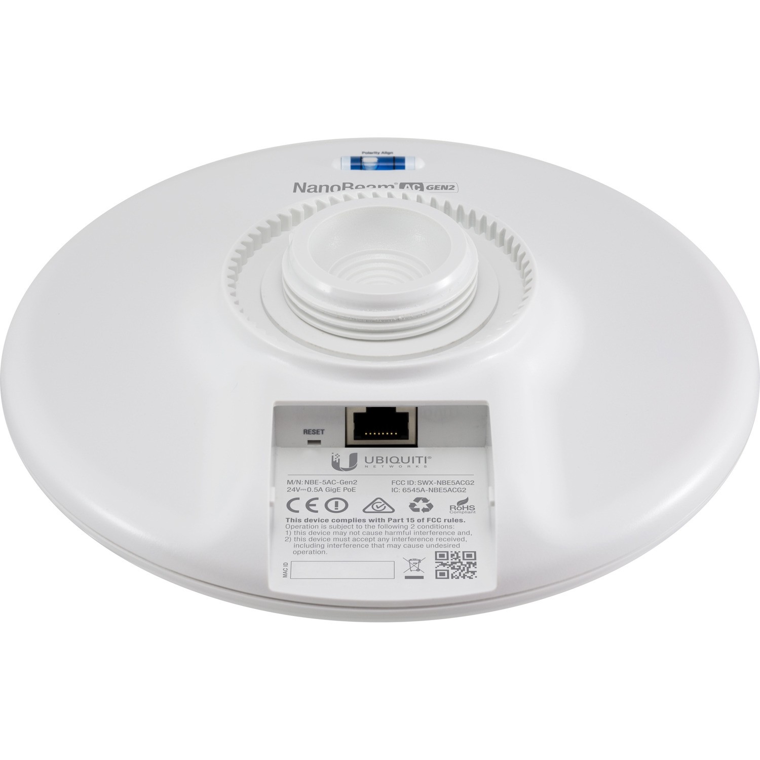 UBIQUITI AIRMAX NANOBEAM 5AC GEN2, 5GHz WiFi BRIDGE,(2) GbE,UISP-READY, COMPACT,1YR