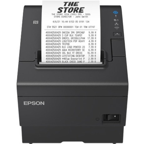 Epson TM-T88VII (112A0) Desktop Direct Thermal Printer - Monochrome - Receipt Print - Fast Ethernet - USB - USB Host - Serial - UK - With Cutter - Black