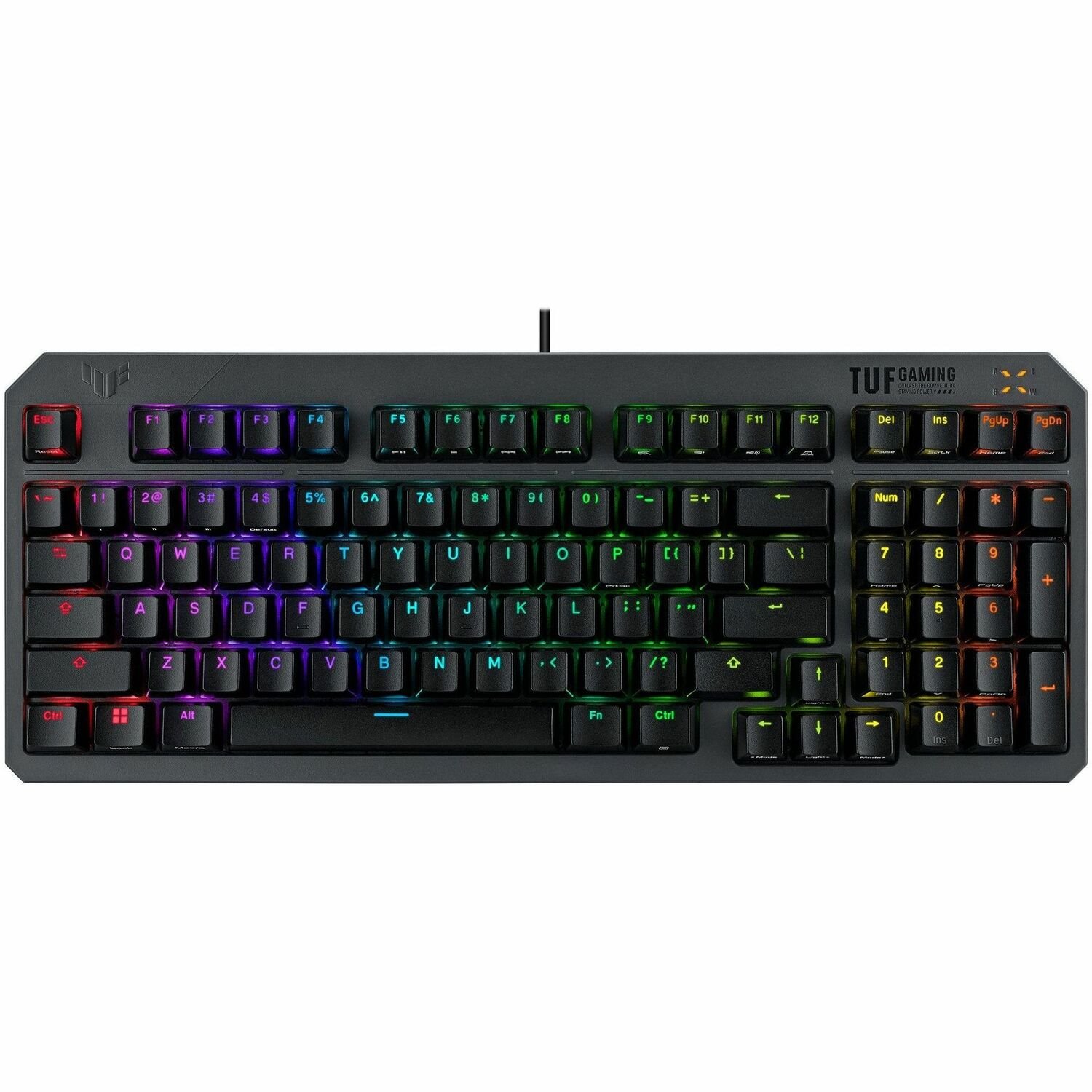 TUF K3 Gen II Gaming Keyboard - Cable Connectivity - USB 2.0 Type A Interface - RGB LED