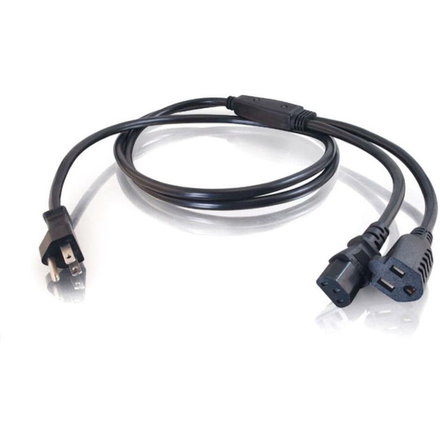 C2G 6ft Universal Power Cord Splitter - 16AWG - NEMA 5-15P to NEMA 5-15R + IEC320C13 - TAA Compliant