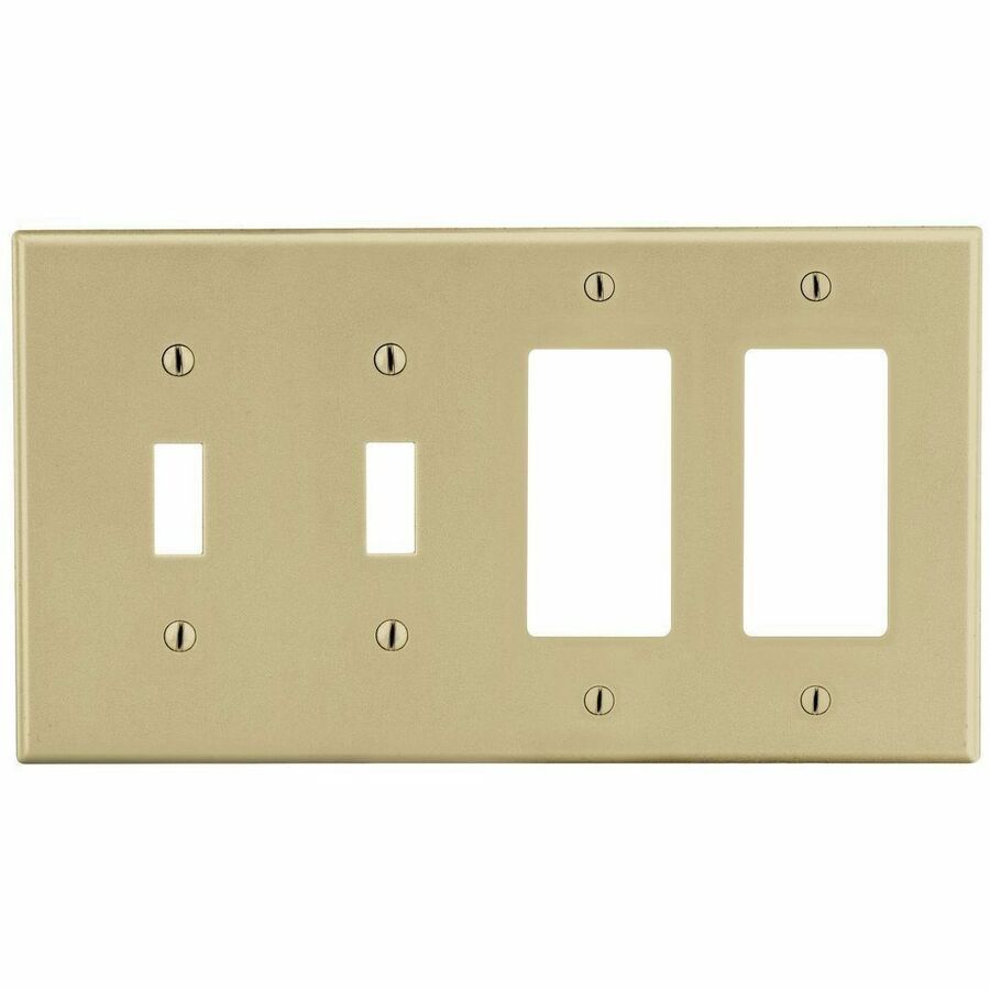 Bryant Wallplate, 4-Gang, 2) Toggle 2) Decorator, Ivory