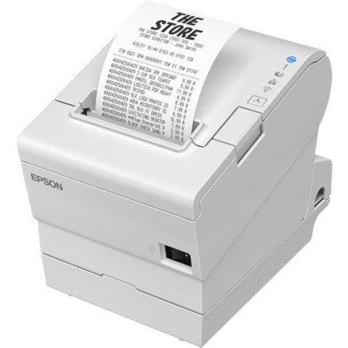Epson TM-T88VII Direct Thermal Printer - Monochrome - Wall Mount - Receipt Print - Ethernet - USB - USB Host - Serial - EU - With Cutter - White
