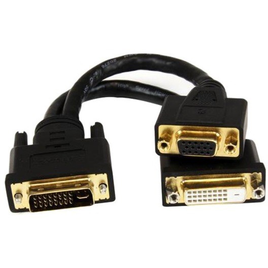 StarTech.com 8in Wyse DVI Splitter Cable - DVI-I to DVI-D and VGA - M/F