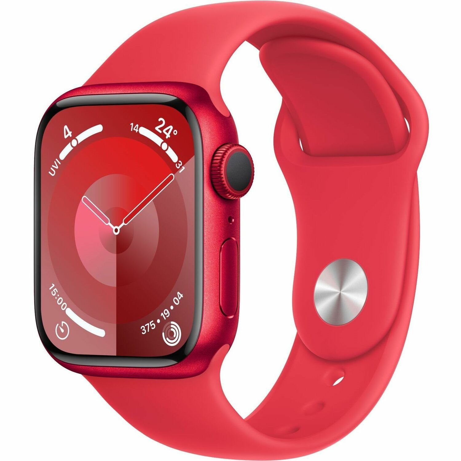 Apple Watch Series 9 Smart Watch - 41 mm Case Height - 35 mm Case Width - Red Case Color - Red Band Color - Glass Body Material - Aluminium Case Material - Wireless LAN
