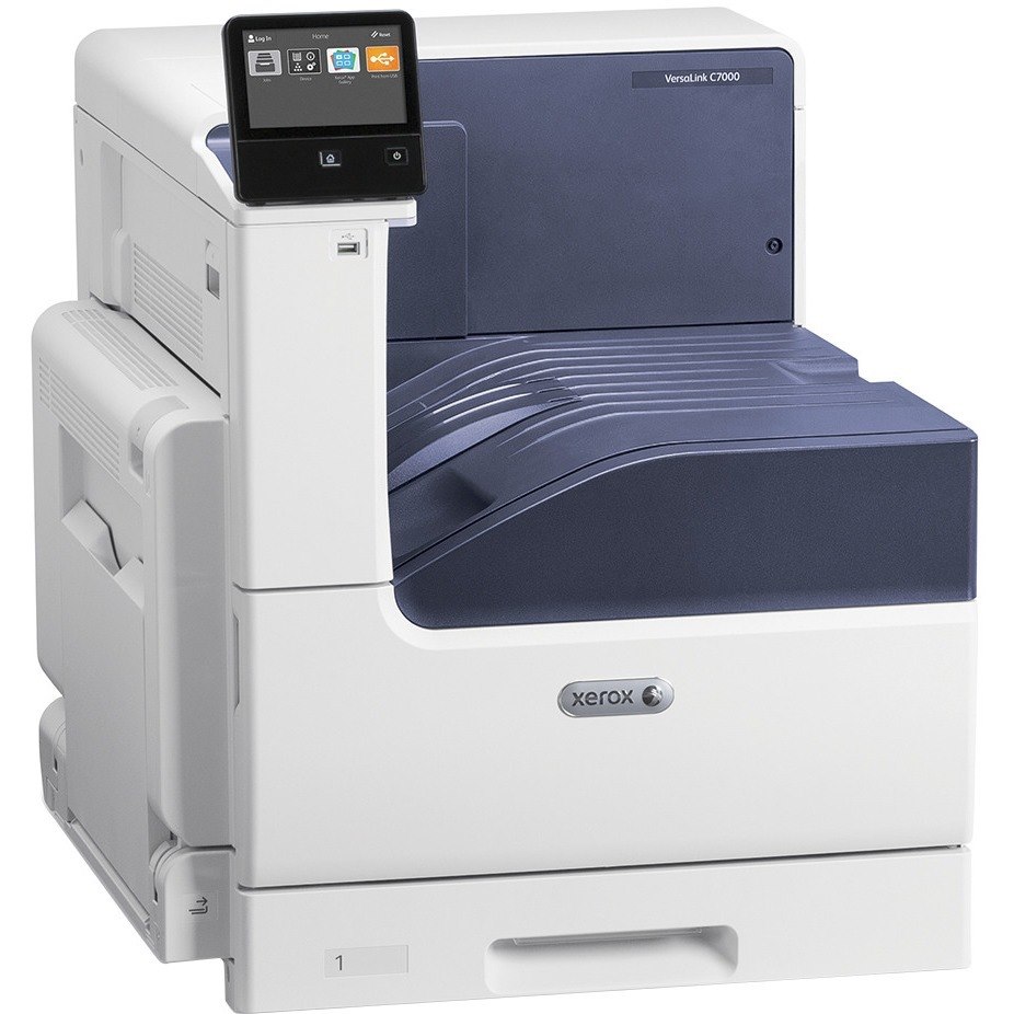 Xerox VersaLink C7000 Single Function Color Printer 35ppm. Duplex, 520 Sheet Standard Tray, 1200x2400 dpi Led, Postscript, 2GB 5 Inch Touch Screen User Interface