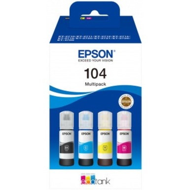 Epson EcoTank 104 Ink Refill Kit - Cyan, Magenta, Yellow - Inkjet