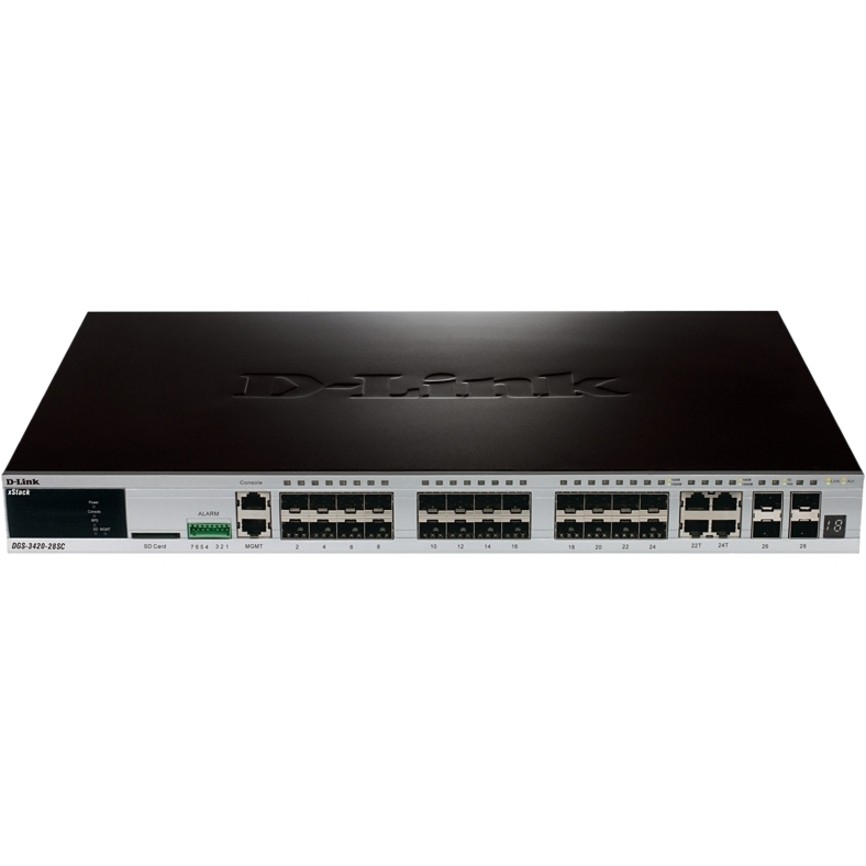 D-Link xStack DGS-3420 DGS-3420-28SC 4 Ports Manageable Layer 3 Switch - 10/100/1000Base-T, 10/100Base-TX