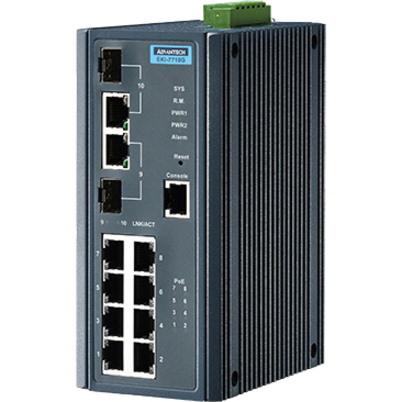 Advantech 8G+2G Port Gigabit Managed Redundant Industrial PoE Switch