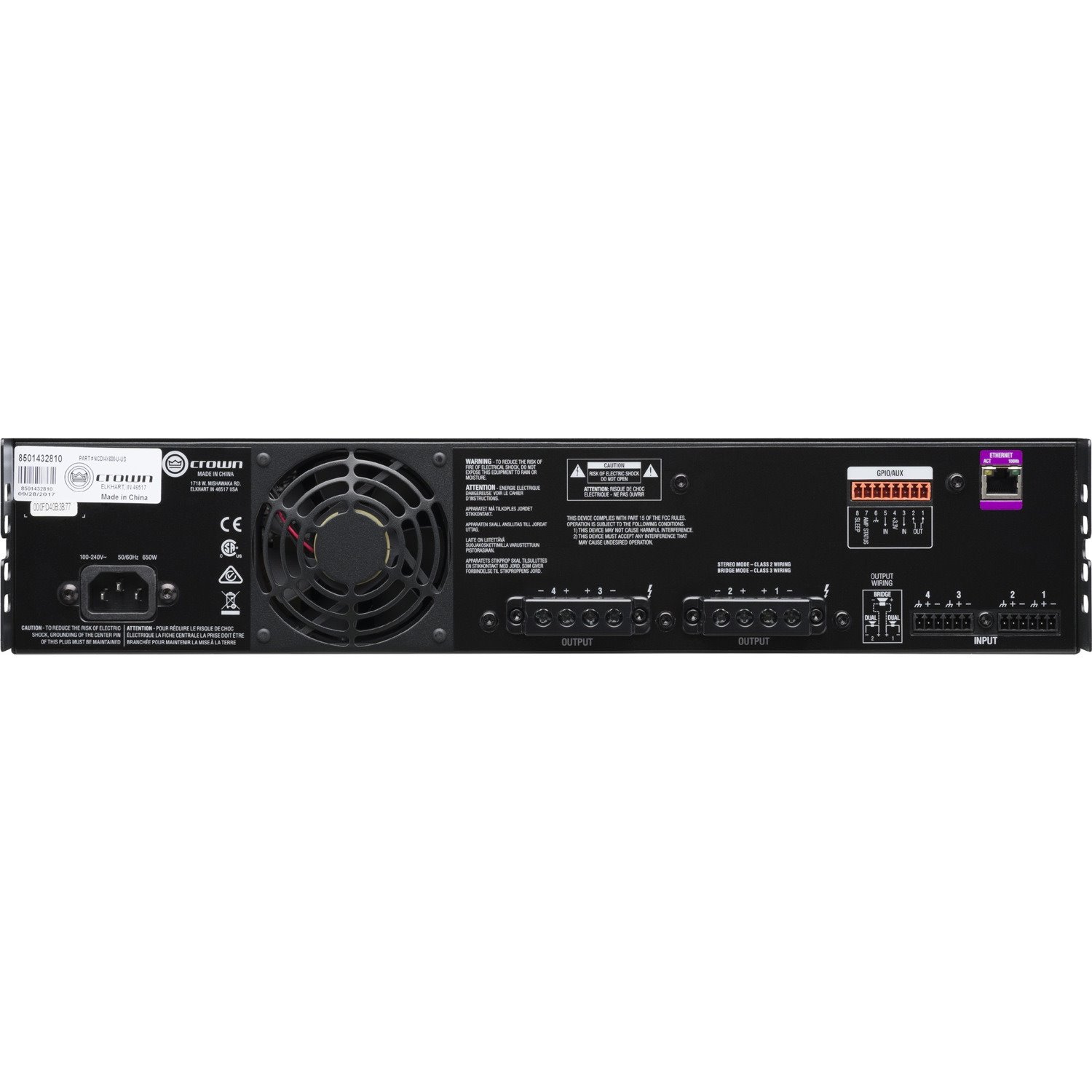 Crown CDi DriveCore 4|600 Amplifier - 2400 W RMS - 4 Channel - Black