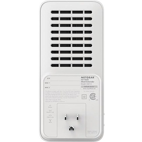 Netgear EAX12 Dual Band IEEE 802.11 a/b/g/n/ac/ax/k/i 1.60 Gbit/s Wireless Range Extender - Indoor