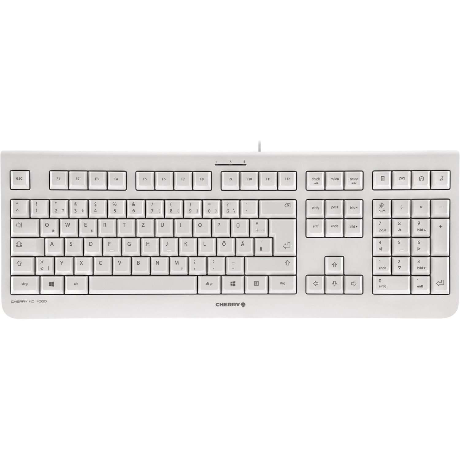 CHERRY KC 1000 Keyboard - Cable Connectivity - USB Interface - Norwegian - Light Grey