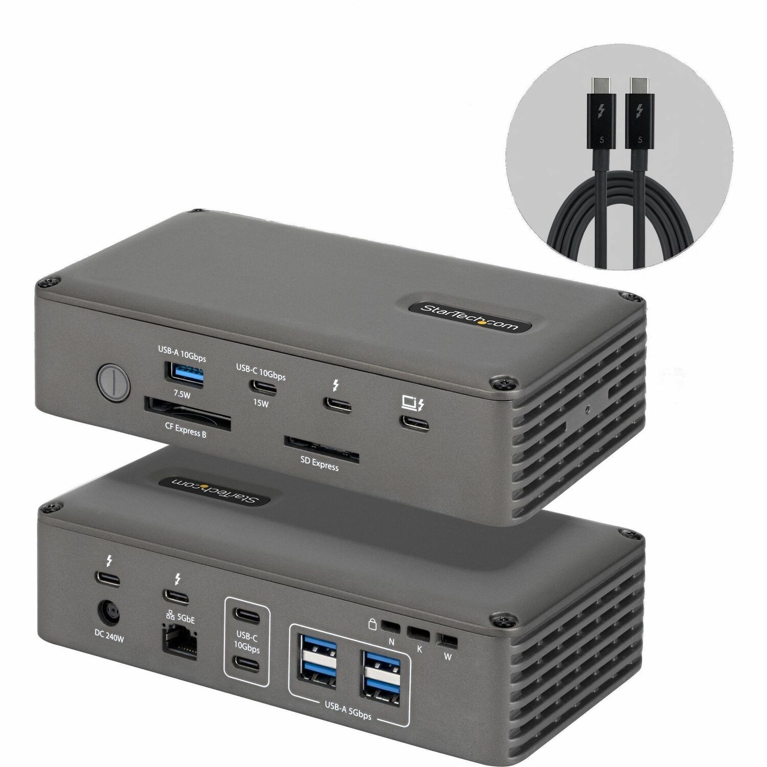 StarTech.com 15 Port(s) Thunderbolt 5 Docking Station for Display, Workstation - Charging Capability - Memory Card Reader - SD - Desktop