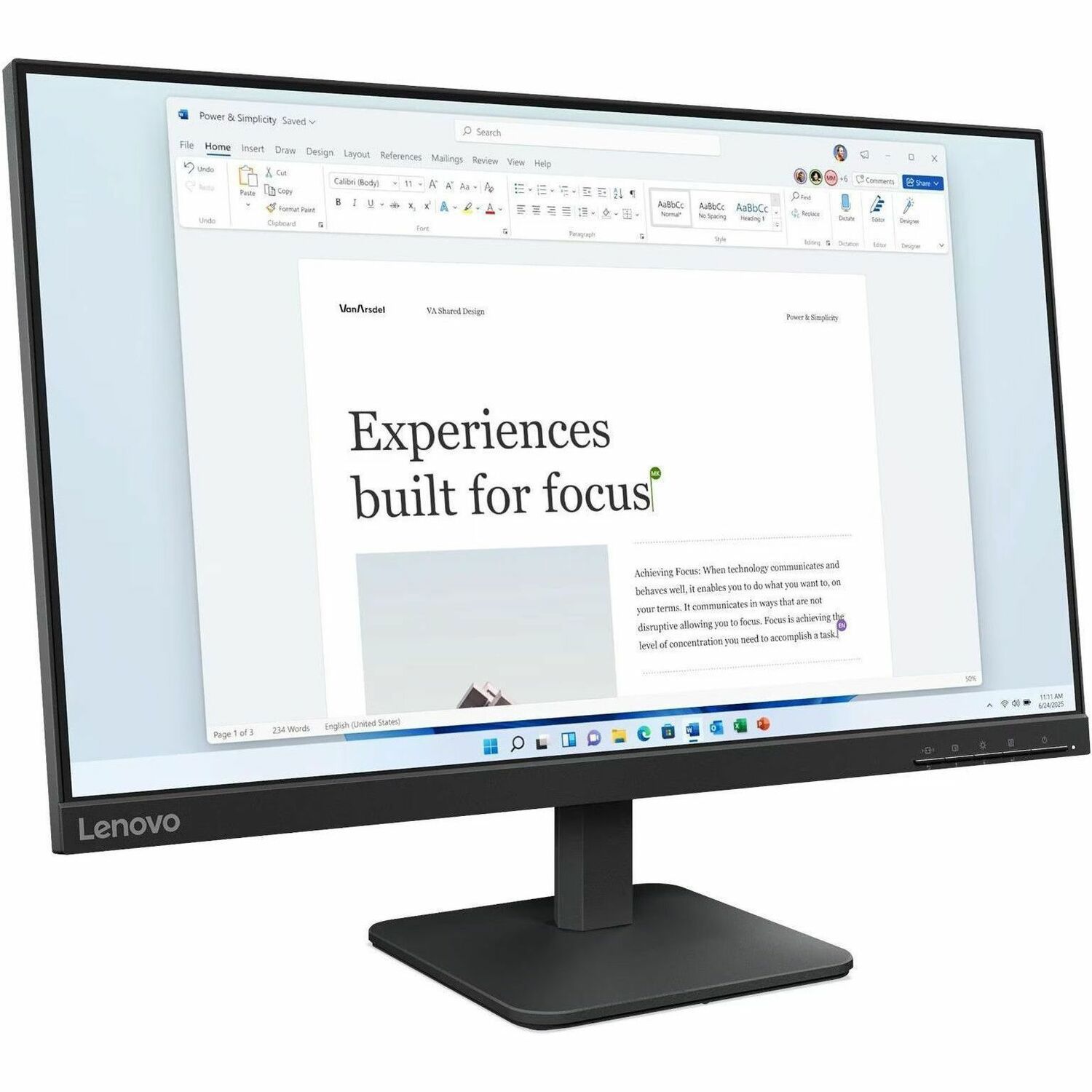 Lenovo L24-4e 24" Class Full HD LED Monitor - 16:9 - Raven Black