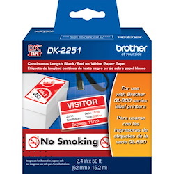 Brother DK2251 - Black/Red on White Continuous Length Paper Labels