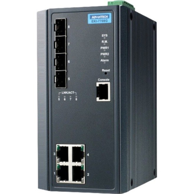 Advantech EKI-7700 EKI-7708G-2FVI 4 Ports Manageable Ethernet Switch - Gigabit Ethernet - 10/100/1000Base-TX, 1000Base-SX/LX/LHX/ZX