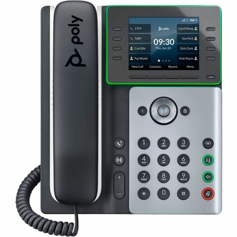 Poly Edge E300 IP Phone - Corded - Corded - Desktop - Black - TAA Compliant