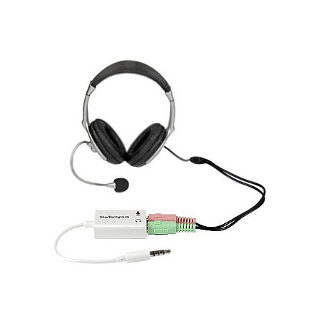 StarTech.com 3.5mm 4 Position to 2x 3 Position 3.5mm Headset Splitter Adapter M/F - White