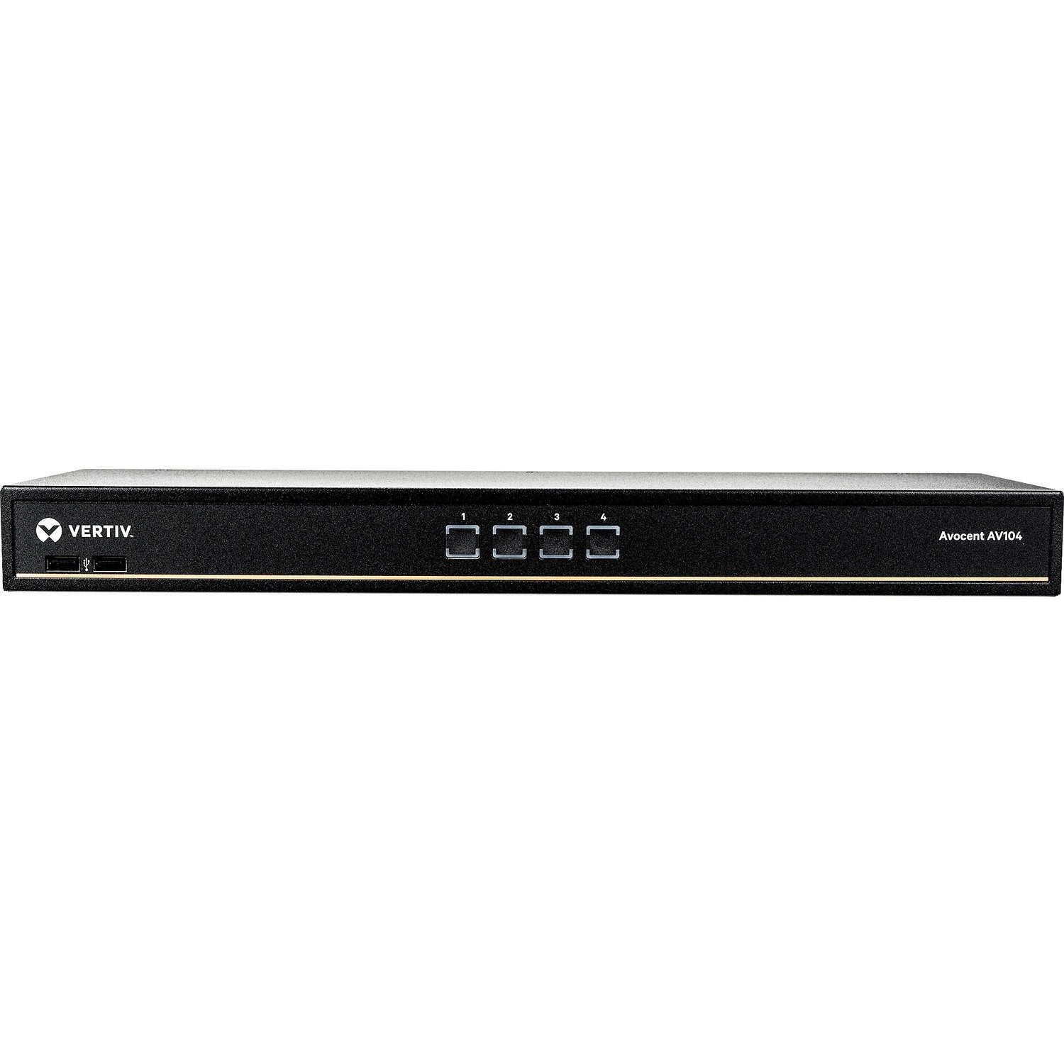 Vertiv Avocent AV104 KVM Switch | 4 port | Rackmount | Desktop | Single-User | USB | Touch Button | Hotkey Switching | Cascade | Internal Power Supply