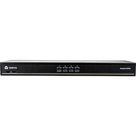 Vertiv Avocent AV104 KVM Switch | 4 port | Rackmount | Desktop | Single-User | USB | Touch Button | Hotkey Switching | Cascade | Internal Power Supply