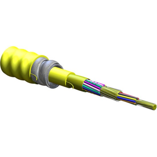 Corning MIC Tight-Buffered, Interlocking Armored Cable, Plenum, 24 F, Single-mode (OS2), per foot.