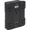 Eaton Tripp Lite Series Safe-IT 5-Outlet Surge Protector, USB-A/USB-C Ports, 5-15P Direct Plug-In, 1050 Joules, Antimicrobial Protection, Black