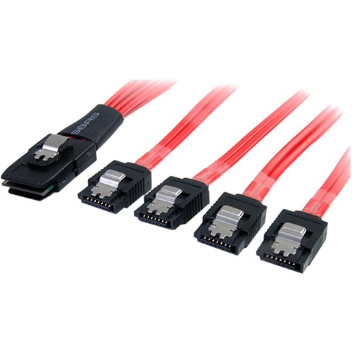 StarTech.com 50cm Serial Attached SCSI SAS Cable - SFF-8087 to 4x Latching SATA