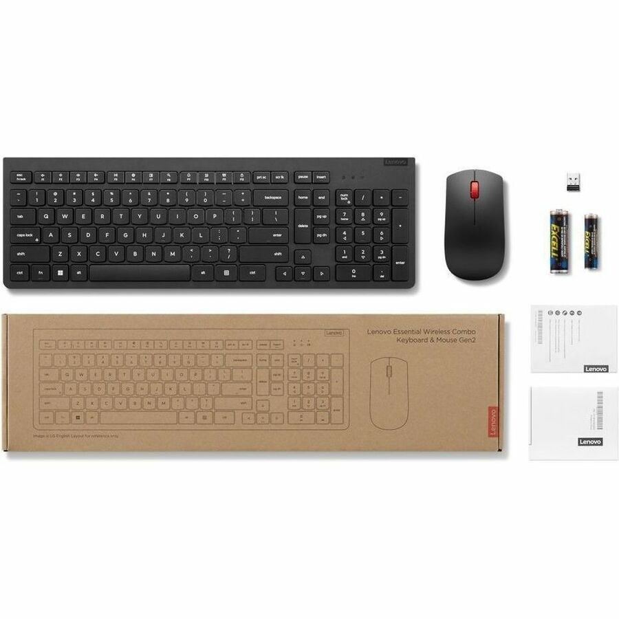 Lenovo Essential Wireless Combo Keyboard & Mouse Gen2 Black English Canadian