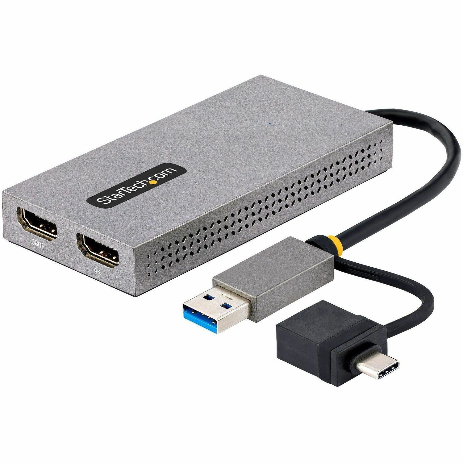 StarTech.com USB naar HDMI Adapter, USB 3.0 naar Dual HDMI Converter, USB A/C naar 2x HDMI Schermen, 11cm Kabel, Windows & macOS