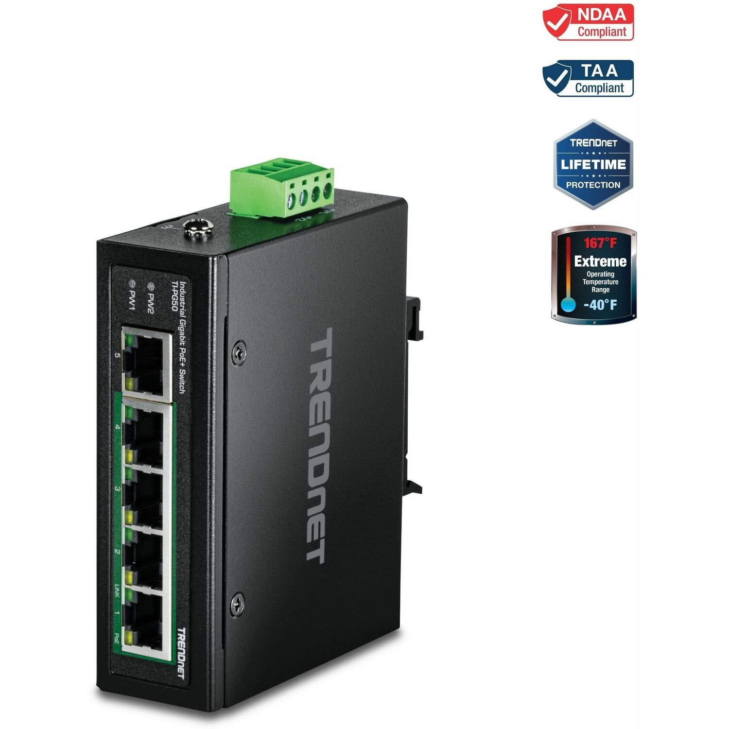 TRENDnet TI-PG50 5 Ports Ethernet Switch - Gigabit Ethernet - 10/100/1000Base-T - New - TAA Compliant
