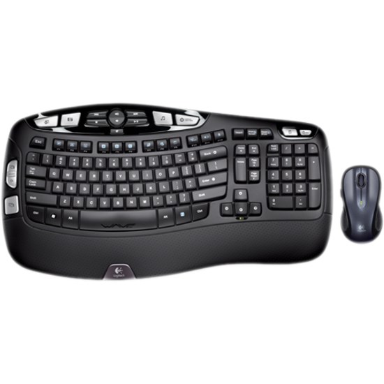 Logitech MK550 Wireless Wave Keyboard and Mouse Combo, Ergonomic Wave Design, Black (French Layout)