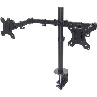 Manhattan TV & Monitor Mount, Desk, Full Motion, 2 Screens, Screen Sizes: 10-27" , Black, Clamp Assembly, Dual Screen, VESA 75x75 to 100x100mm, Max 8kg (each), Lifetime Warranty