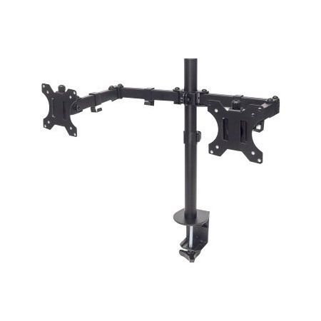 Manhattan TV & Monitor Mount, Desk, Full Motion, 2 Screens, Screen Sizes: 10-27" , Black, Clamp Assembly, Dual Screen, VESA 75x75 to 100x100mm, Max 8kg (each), Lifetime Warranty