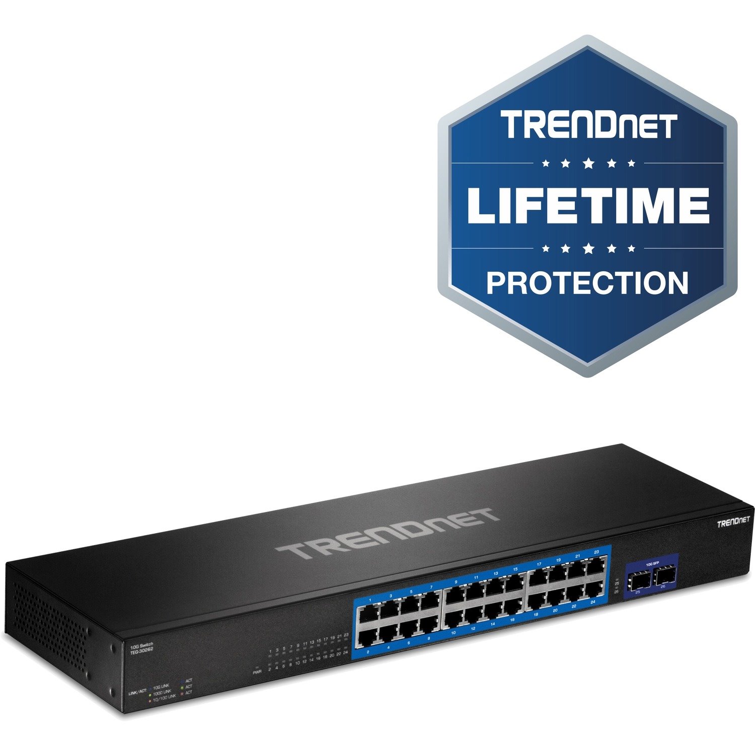 TRENDnet TEG-30262 24 Ports Ethernet Switch - Gigabit Ethernet, 10 Gigabit Ethernet - 10/100/1000Base-T, 10GBase-X - New - TAA Compliant