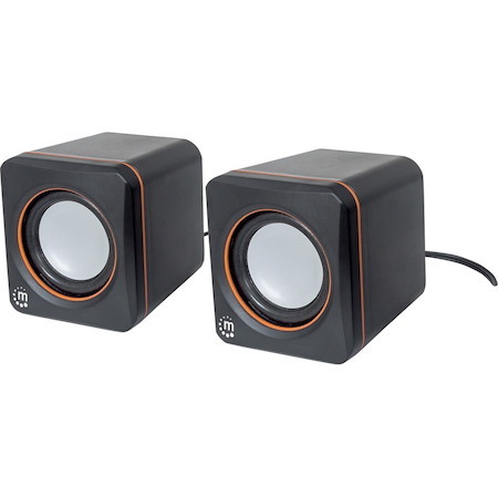 2600 Series Speaker System, Small Size, Big Sound, Two Speakers, Stereo, USB power, Output: 2x 3W, 3.5mm plug for sound, In-Line volume control, Cable 0.9m, Black, Three Year Warranty
