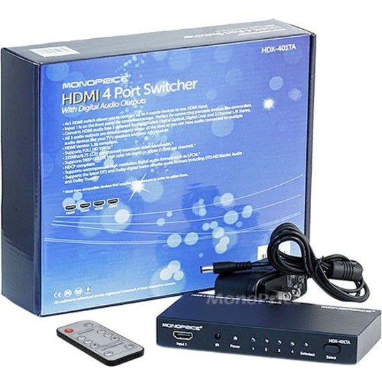 Monoprice 4X1 HDMI Switcher w/ Toslink & Digital Coaxial Port (Rev.2) w/ 3D Support