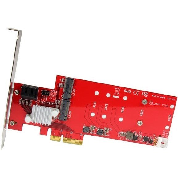StarTech.com 2x M.2 NGFF SSD RAID Controller Card plus 2x SATA III Ports - PCIe - Two Slot PCI Express M.2 RAID Card plus Two SATA Ports